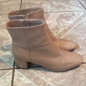 Nude Patent Faux Leather Booties